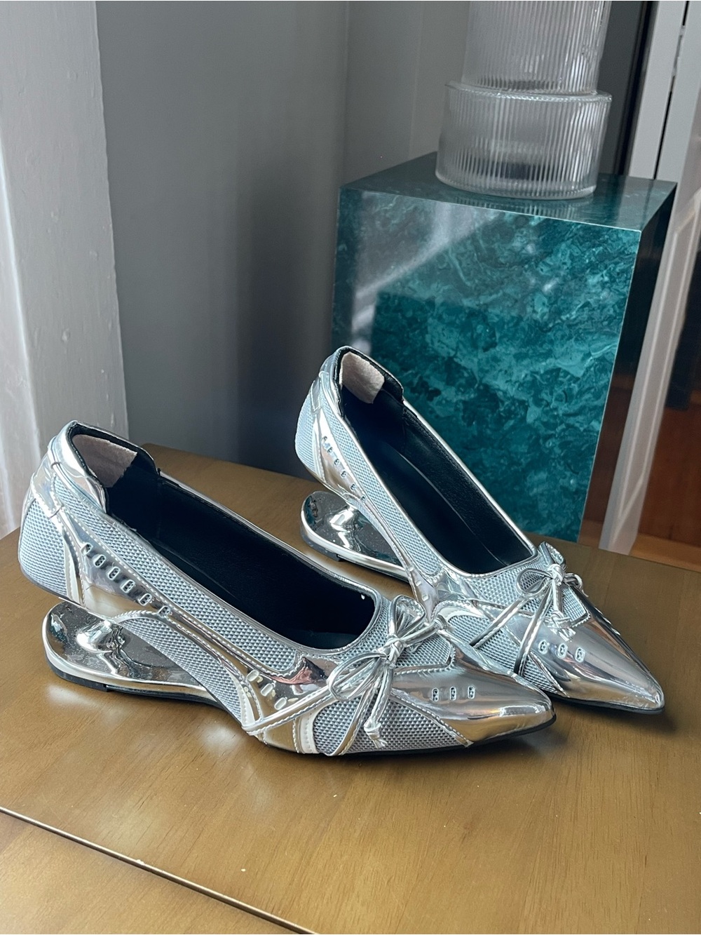 Asyllum - y2k Silver Astra Arch Heels, size 7.5